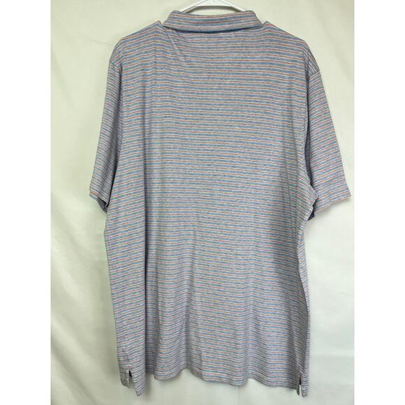 Faherty Mens Size 2XL Blue/Red/White Striped Short Sleeve Button Down Polo Shirt - Picture 7 of 7